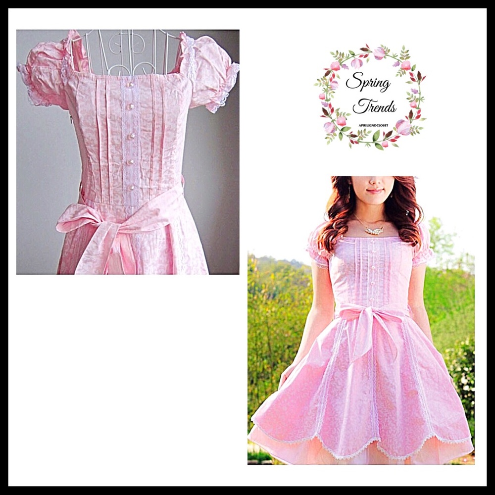 SHORT SLEEVE VINTAGE STYLE BOW A-LINE DRESS A3C - Picture 6 of 6